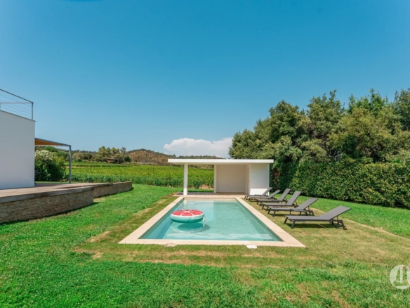 Maison moderne avec vue dégagée sur les vignes